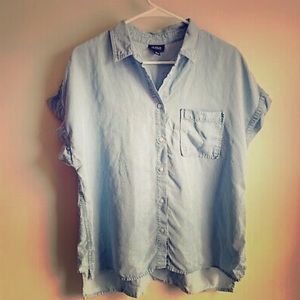 A.N.A Light Wash Button Up Short Sleeve Denim Tee